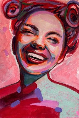 Original Colorful Portrait Female | Contemporary Modern Wall Art A4