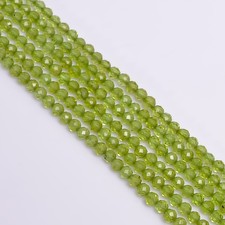 100 Natural Peridot Gemstone Round Faceted Beads 3 mm Strand 12.5" AB-232