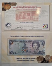 Cayman Islands $1 Dollar Banknote in Folder 4000 Made 2003 Unc