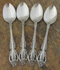 Oneida Pembrooke Renoir Set of 4 Teaspoons Spoons SSS Stainless Flatware Lot X