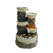 Nature's Mark 9 H 5-Tiered Cascading Rock Bowl Tabletop Water Fountain with
