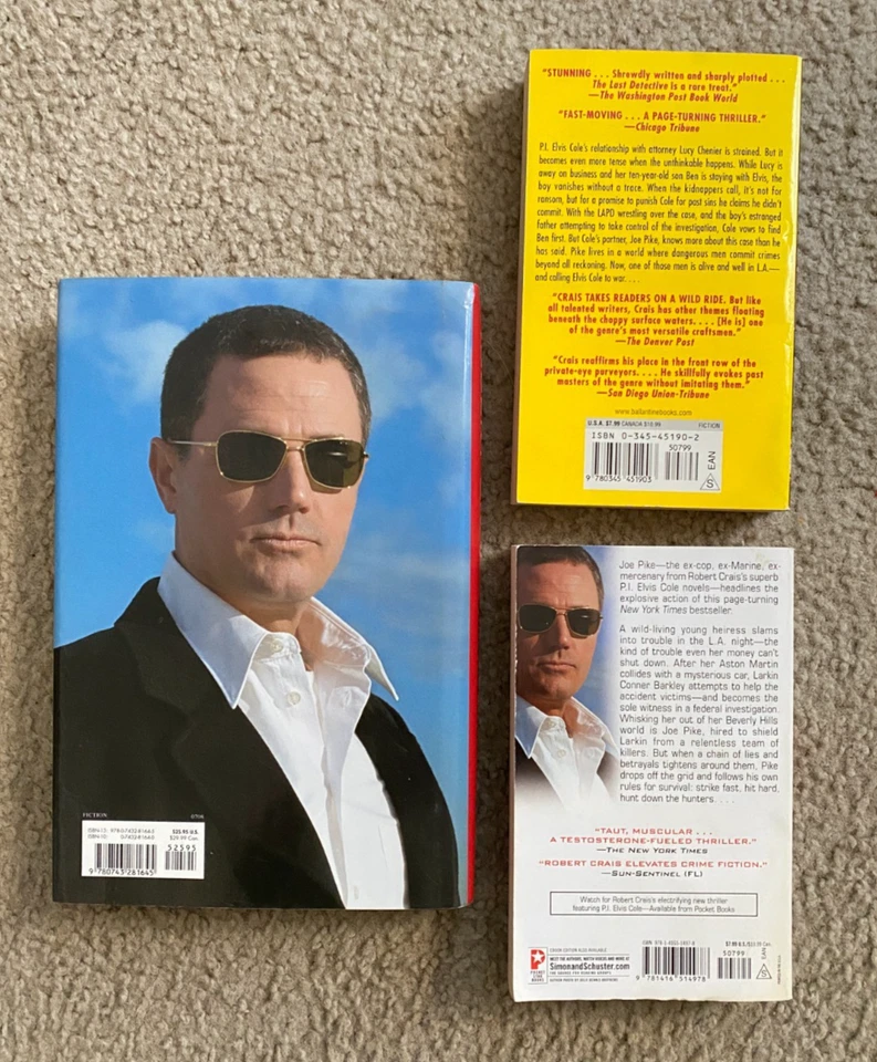 Lot of 3 Robert Crais Books 1 Hard Cover w/Dust Jacket, 2 Paperbacks Foto 2 de 2