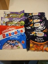 Halloween Candy, Sour Punch Twist, Bazooka Bubble Gum Suckers, Gummi Body Parts