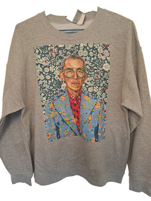 Barack Obama grau Sweatshirt Blumen Blazer Pop Art Gildan Baumwolle Gr. L 36,99£