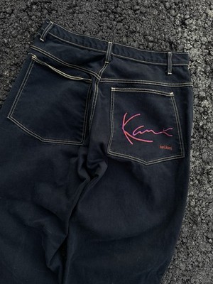 Karl Kani ダークデニム ツナギ Vintage Rare Karl Kani Jeans Black Denim Script 2pac 36x30 Hip Hop