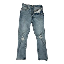 Levis Wedgie Jeans Women's 27 High Rise Straight Distressed Button Fly Denim