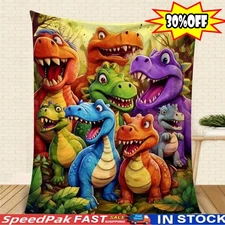 Cute Smiling Dinosaurs HD Digital Prin t Flannel, Soft Funny Throw Blankets 2025