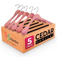 Cedar Hangers for Closet - 5 Pack Extra Wide Wooden Hangers for Suits, Coat, ...