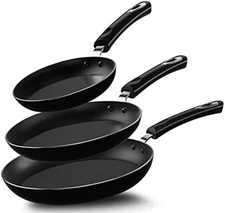 T-fal Specialty Nonstick Fry Pan Set 3 Piece, 8, 9.5, 11 Inch, 3-Piece, Black