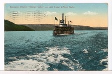 Excursion Steamer SS GEORGE OAKS on Lake Coeur d'Laine in 1911, Boats Postcard
