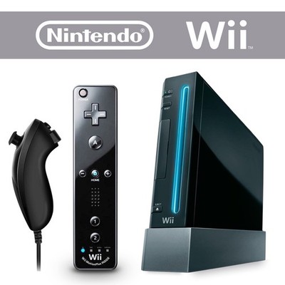 Nintendo Wii Konsole schwarz + ORIGINAL Remote Motion Plus Controller & Nunchuk