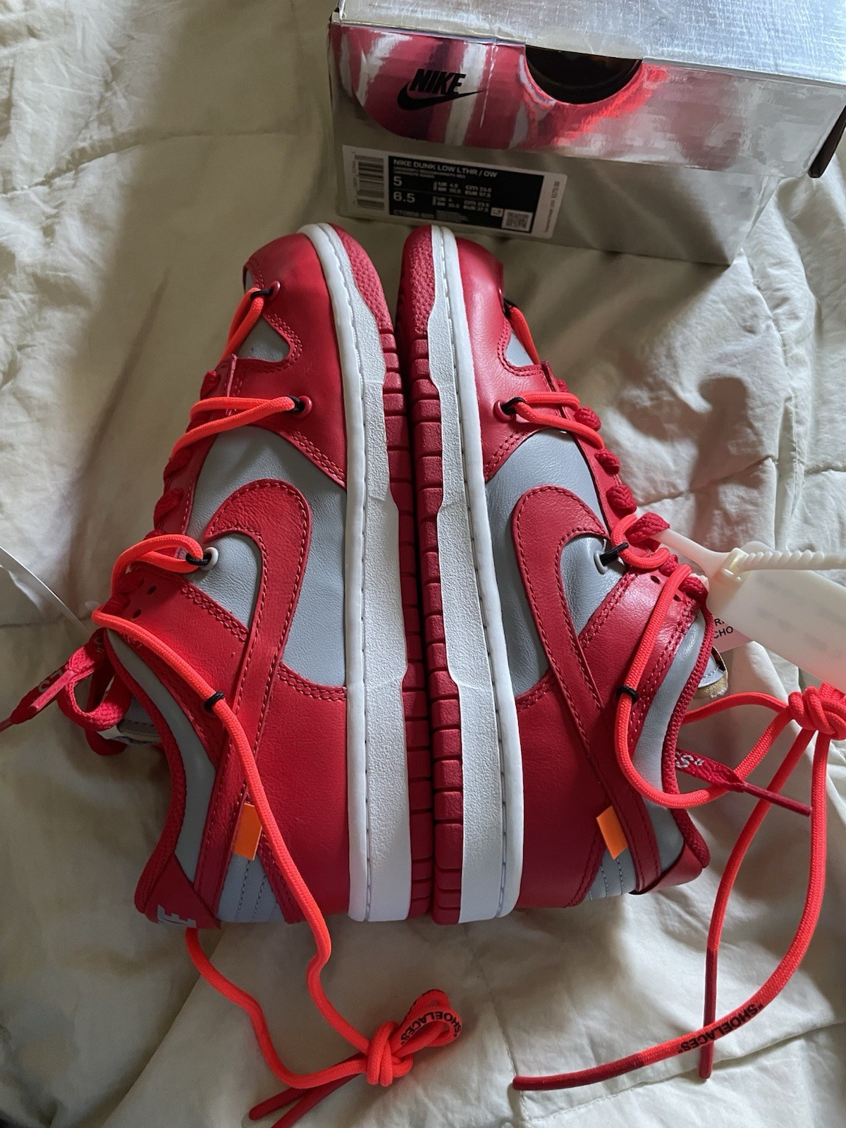 OFF WHITE X NIKE RARA TAGLIA 5M US Nike Dunk Low x OFF WHITE University Red 2019 UNLV