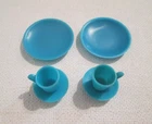 Vintage Barbie Set n Serve Pak  / Skipper Tea Party ~ Blue Plates Cups & Saucers
