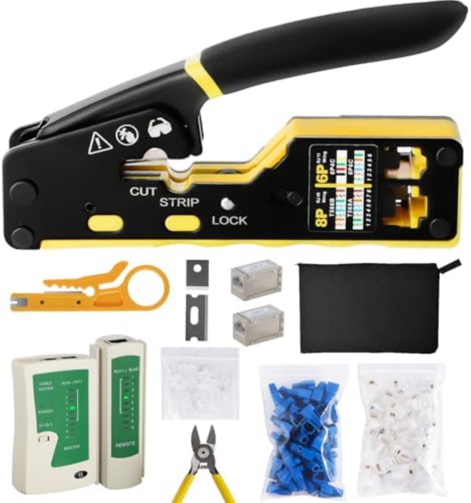 HENSHOW Pinza Crimpatrice RJ45/RJ11 Passante per Connettori, Strumento Ethernet
