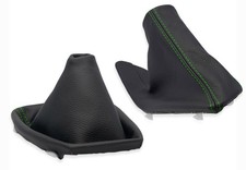 SCHALTMANSCHETTE HANDBREMSSACK FUR BMW X1 E84 2009-2015 ECHTELEDER NAHT GRUN