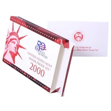 Empty Packaging Replacement Silver Proof Set Box & COA No Coins 2000