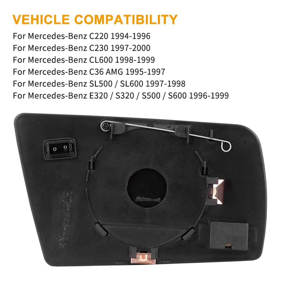 Espejo retrovisor térmico lateral izquierdo del conductor de vidrio con respaldo para Mercedes-Benz C220 C280 E420 Foto 2 de 4