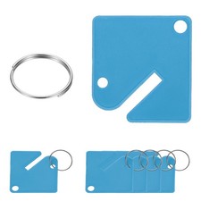 100 Pcs Key Tags, Plastic Slotted Key Tags with Metal Ring, Sky Blue