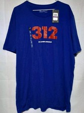 NEW Mens Under Armour Heatgear Loose Blue 312 Red Logo Shirt 2XL