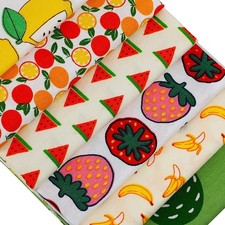 12x 100% Cotton 3D Fruit Printed Fabric Sewing Quilt Purses Quilting Crafts Kids