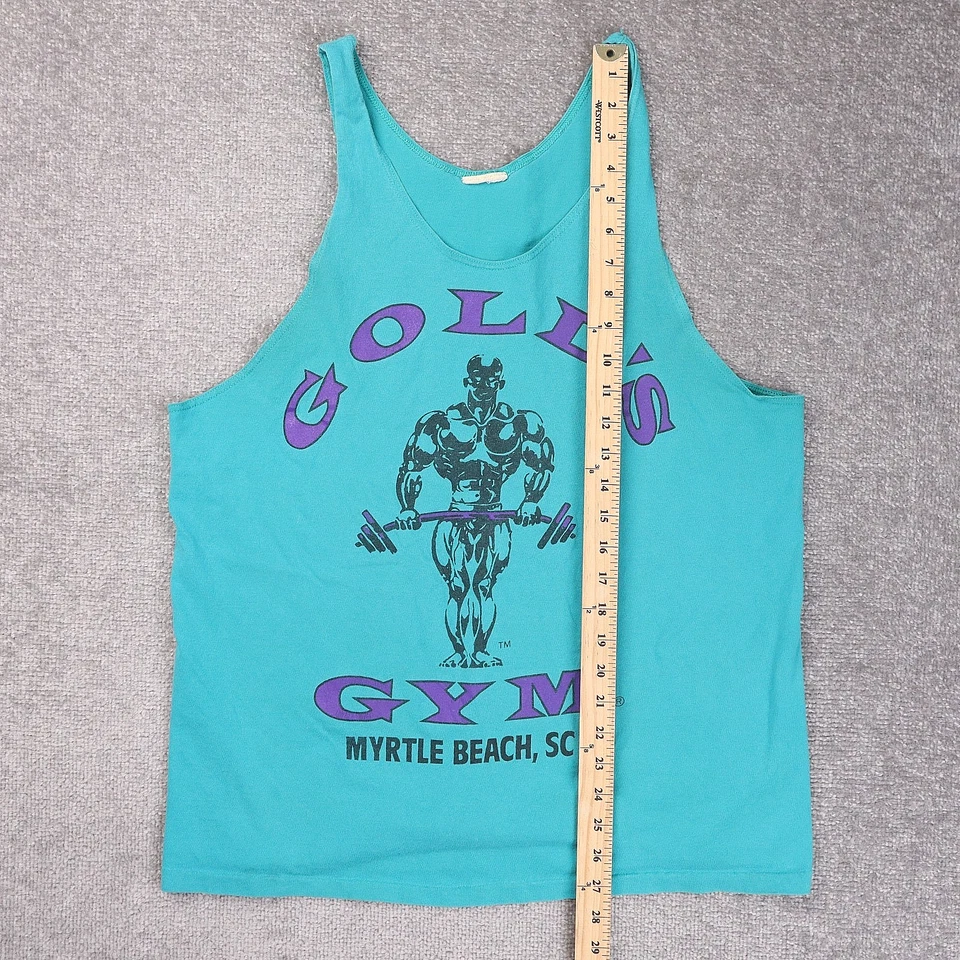 Vintage Gold's Gym Myrtle Beach SC Large Blue Sleeveless Tank Top - Image 3 of 4