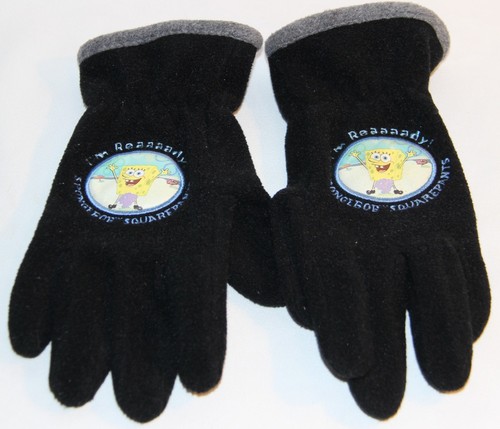 SpongeBob SquarePants Black Gloves Mittens Nickelodeon Med-Large Size
