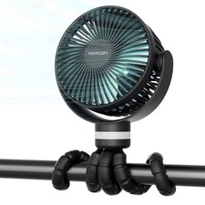 Portable Stroller Fan - Black: Rechargeable, Adjustable Tilt Head