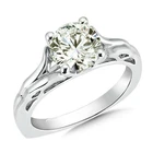 2 Ct Vvs1 Near White Round Moissanite Solitaire Engagement Silver Ring Size 7
