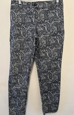 Talbots Paisley Ankle Pants Women  s 8P Blue White Print Stretch