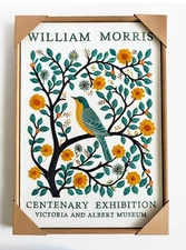 New BP Home Textile Embroidery Woven Wall Art Willian Morris Bird Flowers 18x26”