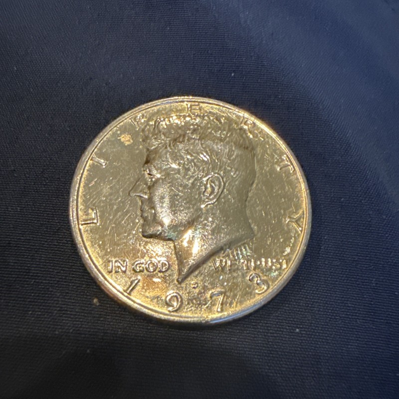 1973 Denver, Gold Plated JFK (Kennedy) Half Dollar, 50 Cent Piece