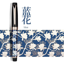 HongDian 1837 Blue Flower FOUNTAIN PEN Fine Nib - NEW in box
