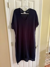 Felecite Midi Dress Navy Blue Gauzy Cotton