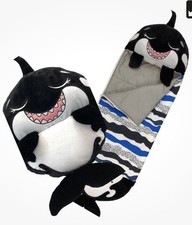 Happy Nappers Shark Kids Sleeping Bag Pillow Plush Nap Sack Large   30” X 66