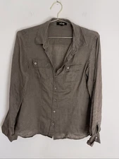 SAKS FIFTH AVENUE Linen Button Down Shirt Size Small