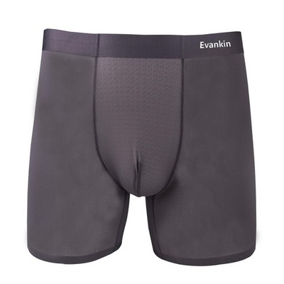 Evankin Ice Silk Mens Mesh Boxer Brief Long Leg Ultra-Thin Large, Grey 