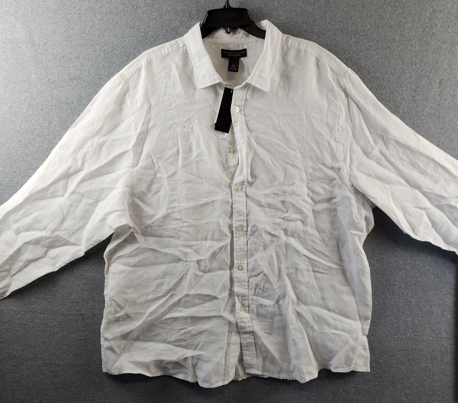 The Men's Store at Bloomingdale's Tonal Stitch Linen Shirt XXL White-White