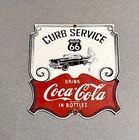 VINTAGE 13” COCA-COLA COKE SODA PORCELAIN SIGN CAR GAS TRUCK OIL MOTORCYCLE