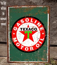 Texaco Gasoline Motor Oil Vintage Style Man Cave 9" x 12" Rustic Metal Sign