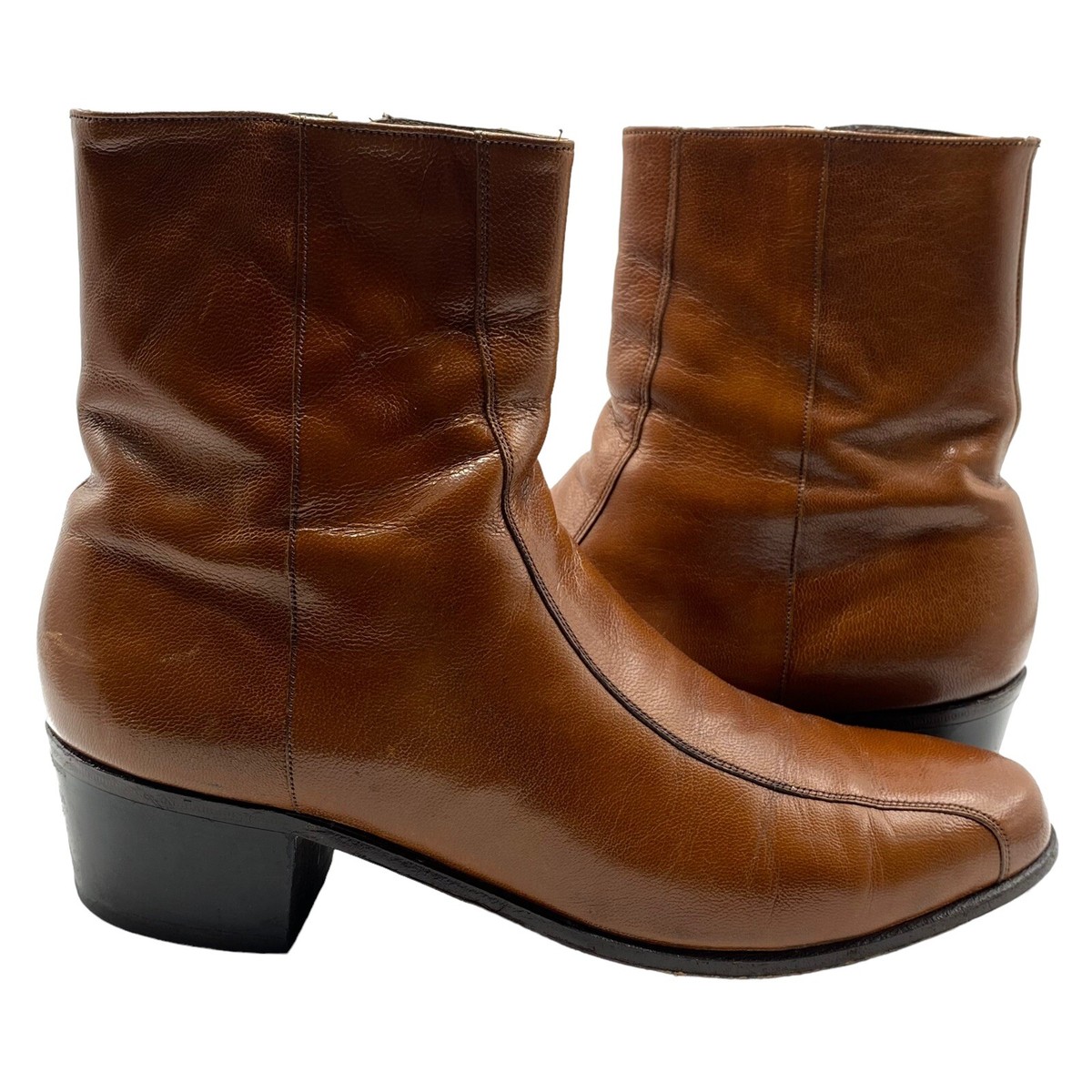 Florsheim Imperial Mens Size 11 C Brown Leather Side ZIPPER Ankle