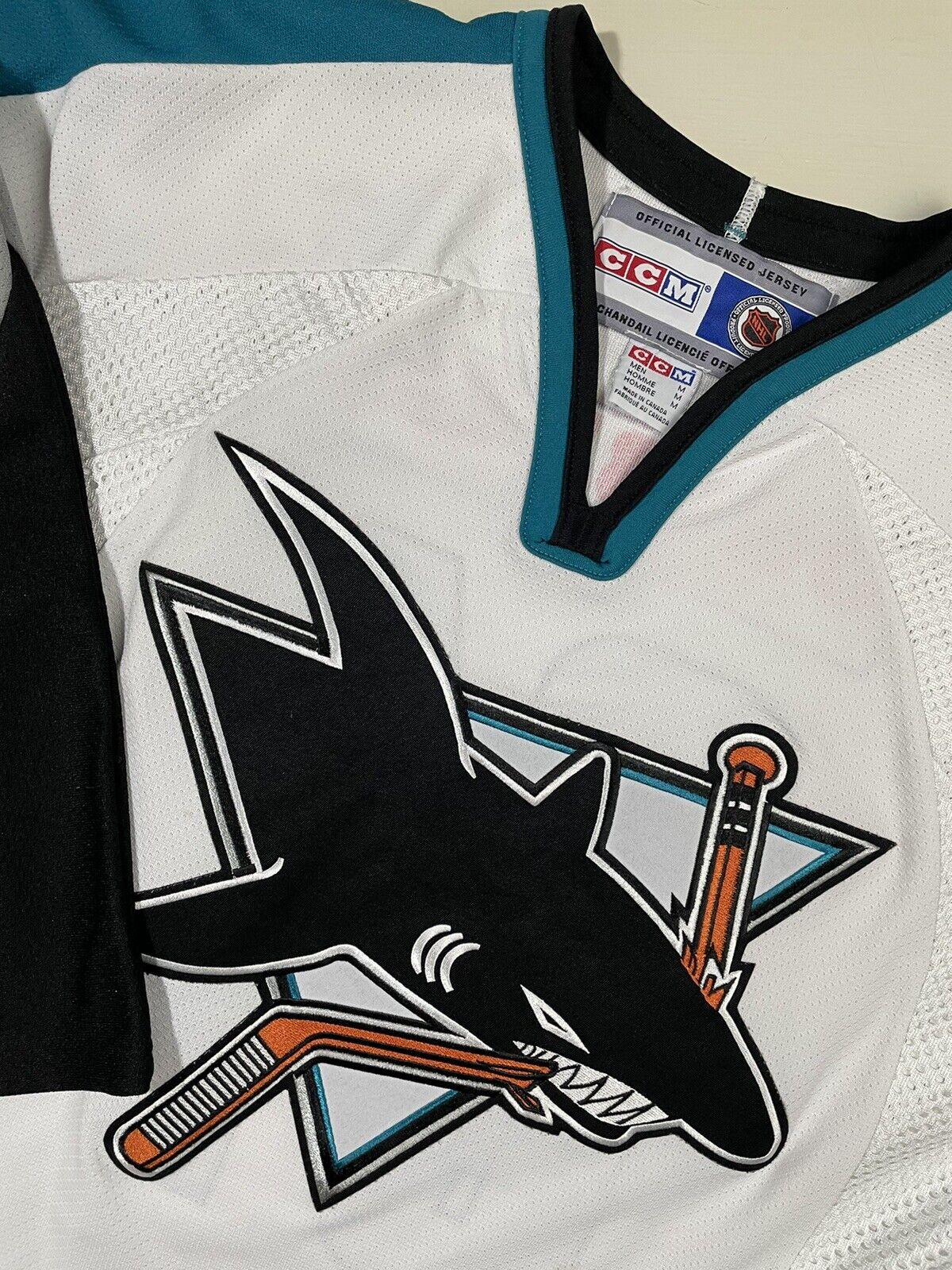 Replica San Jose Sharks Jersey from early 1990's, Size Large, flaws