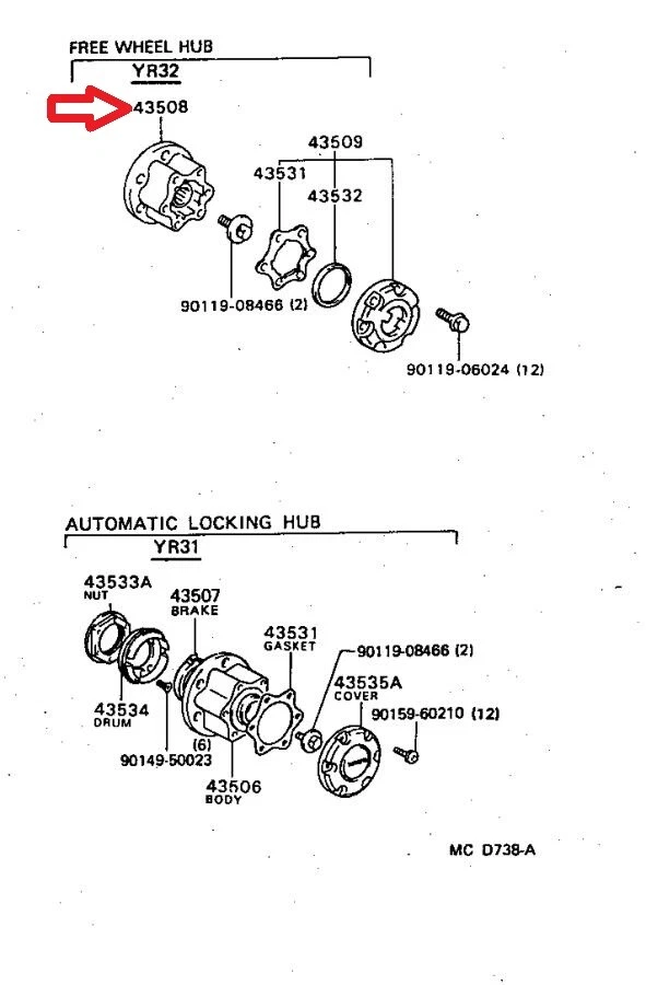 FITs: 86 - 89 TOYOTA VAN FREE WHEEL MANUAL LOCKING HUB QTY 1 OEM BRAND NEW - Image 3 of 3