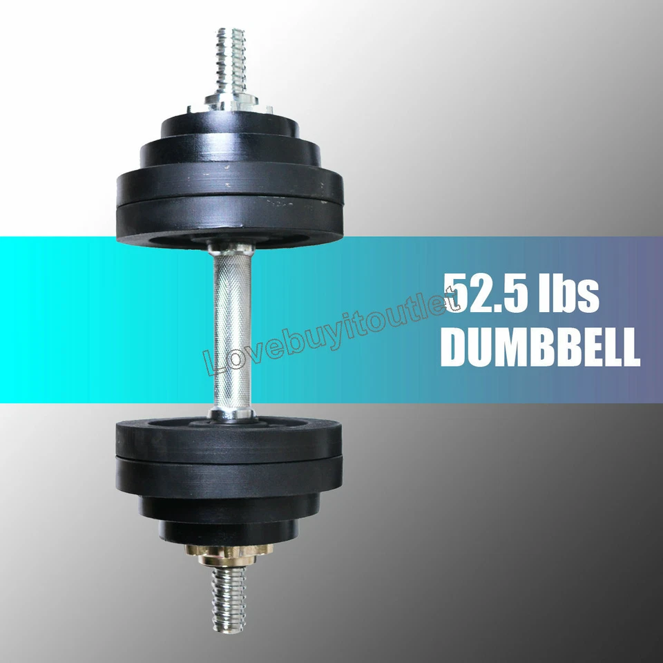 全金属 105 磅可调节哑铃 - 2 x 52.5 磅黑色镀哑铃 — 第 2/4 张图片