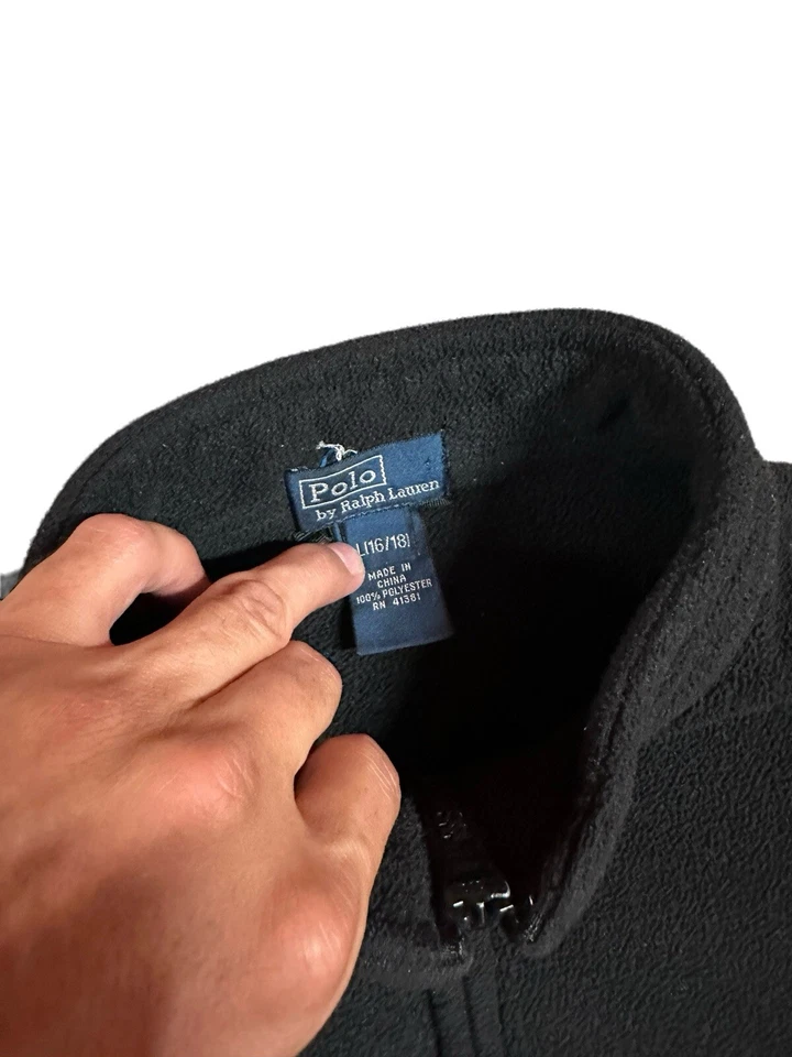 CHAQUETA POLO RALPH LAUREN NEGRA CALENTAMIENTO POLAR MANGA LARGA TALLA GRANDE 16-18 Foto 4 de 4