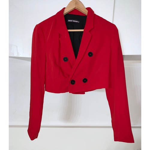 BLAZER CORTO GIACCA DONNA ROSSO CROP BOTTONI NERI TALLY WEIJL TG S | eBay
