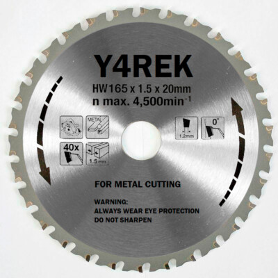 Y4REK 165mm x 20mm/16mm x 40T Steel Cutting Saw Blade for