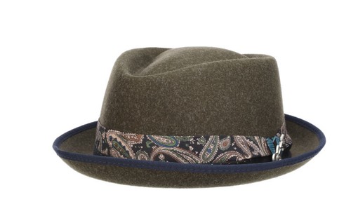 Paisley band Fedora hat Army 