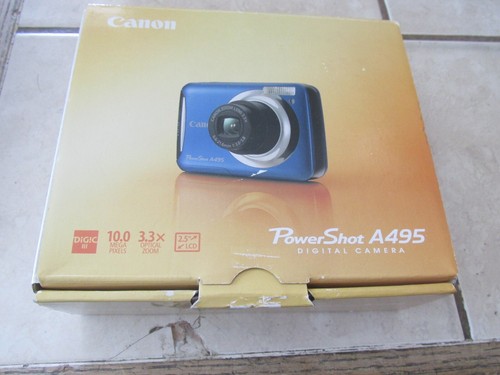 Canon PowerShot A495 10.0MP Digital Camera-Blue Working Box Cables Strap 8GB SD - Picture 5 of 8