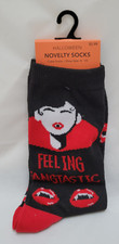 NWT Halloween Socks -Crew Socks Size 4 - 10 - Feeling Fangtastic - Vampire Fangs