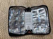 FlexiFreeze Black Medicine Cooler 16 Water Ice Cubes Zip Up Travel